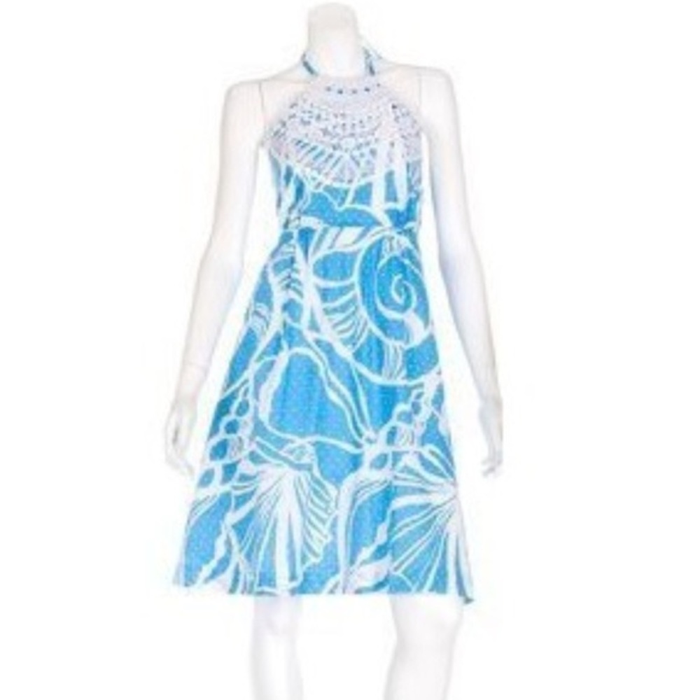 NWT Lilly Pulitzer Blue and White Halter Dress 6